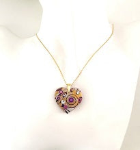 Klimt He-Art (regular) - Collana con pendente a cuore, montatura in argento placcato oro 24 kt